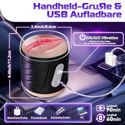 Masturbador Masculino Juguetes Sexuales, Masturbádores Electrico con 10 Modos de Vibración,2 Motores Masturbador Hombre Vagina Realista 3D Vibradores Juguetes Eróticos para Hombres