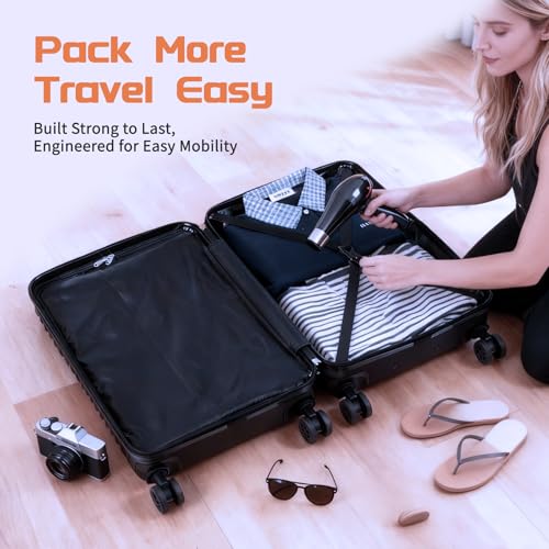 Image of Rosamo Luggage Sets 3 Piece, ABS Suitcase Set (20 /24 /28), Hardside luggage with Spinner Wheels, Travel Luggage, 14x8x9 Airline Approved Carry on, Lightweight Luggage with High-Security Lock