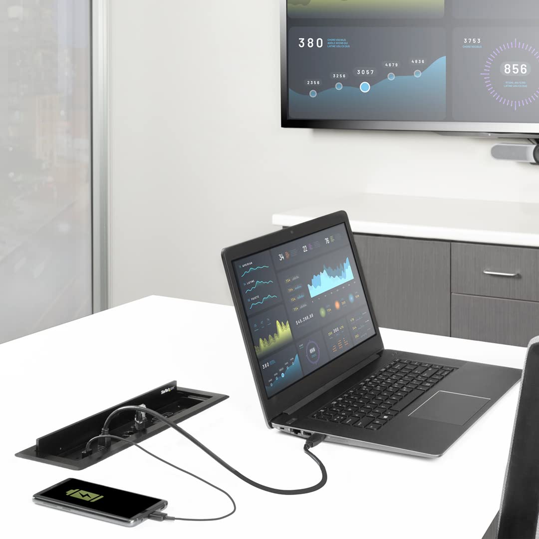 StarTech.com Box a doppio Modulo per Connettività sala Riunioni con gestione Cavi - moduli di Alimentazioni , Ricarica , A/V e Dock per PC Portatili | Due moduli di connettivita personalizzabili, Ideale per sale conferenze