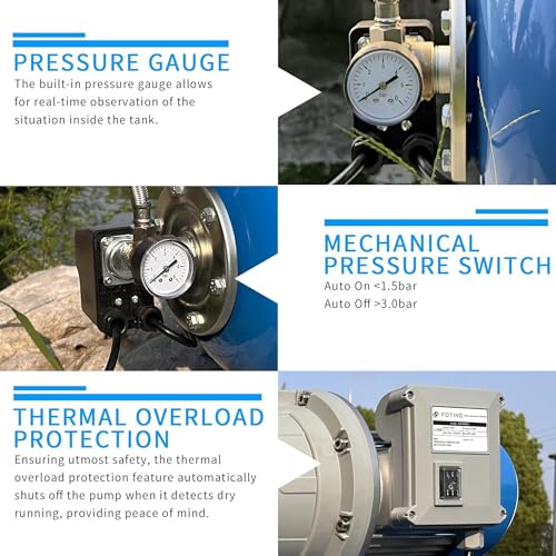 Foting 1.5Hp Shallow Well Pump With Pressure Tank, 1340Gph Irrigation Jet Pump, Automatic Water Booster System For Home Garden Lawn Farm thumb #3