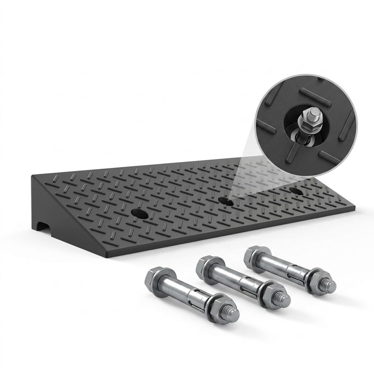 50/100cm Bordsteinrampe Gummi, Breite Schwellenrampe rutschfest, Auffahrrampe für Rollstuhl Auto Motorrad, Robuste Türschwellenrampe & Bordsteinkantenrampe, Schwarz(L100xW50xH14cm)