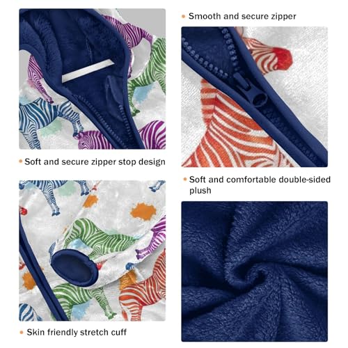 CHIFIGNO Colorful Zebras White Toddler Zip up Hoodie Light Thick Sweatshirt Jacket 3T3