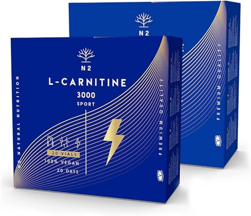 L CARNITINE Liquide 3000 PURE Haute Puissance. 40 Flacons. Pre Workou BOOSTE Energie, Améliore Rendement Sportif et la Recuperation. Incassable Ouverture Facile VÉGAN UE. N2 Natural Nutrition
