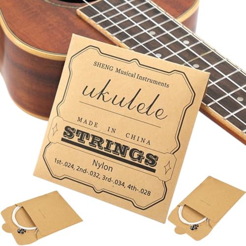 Nylon Ukulele Strings, 2 Sets of 4 String Set, New Nylgut, Concert/Soprano Ball End Nylon Ukulele Strings, White