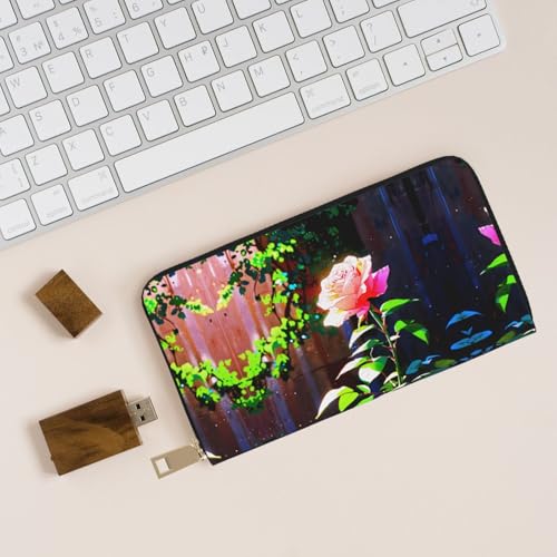 Cartera de mano rosa espinosa brillante bolso móvil versátil 6