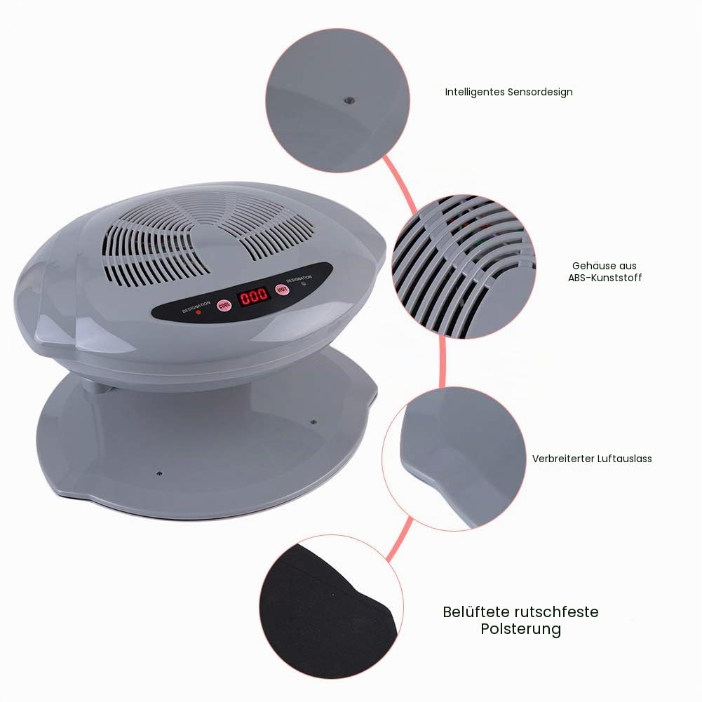 Sonew Air Nail Dryer, Nageltrockner mit Heiß und Kaltluft Sensor, Maniküre Werkzeug für Lüfter zum Trocknen von Nagellack für Wohnzimmer und Haus(Silver)
