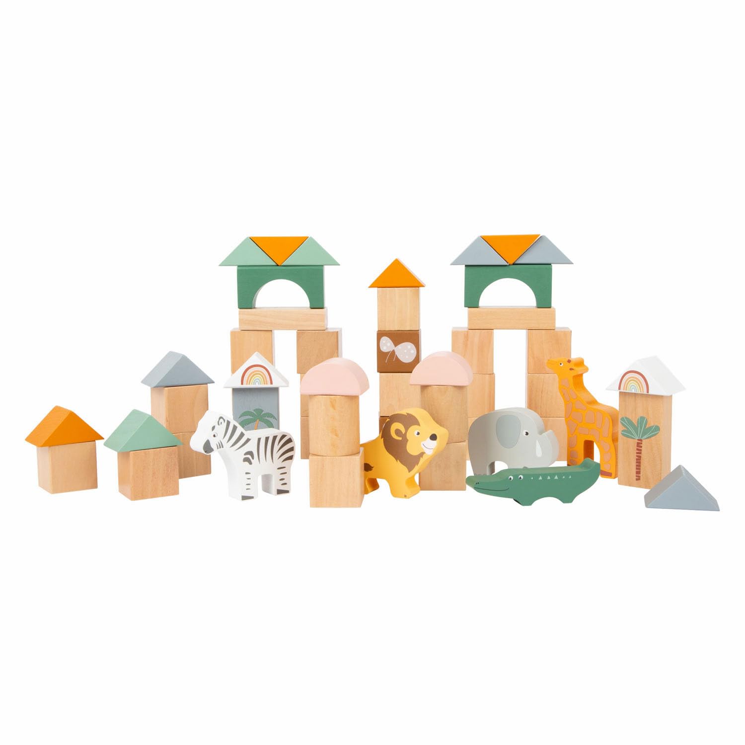 11699 Bloques de construcción Safari, Small Foot, Juego con Motivos Animales, Guardar en su Caja, a Partir 12 Meses.