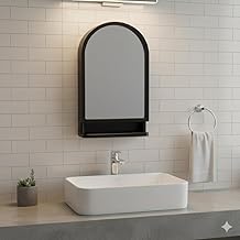 BRANCO Ideal Mirror Cabinet | Multipurpose Cabinet | Wall Mounted Hanging Mirror for Home Decor | Bathroom Accessories | Mirror Cabinet for Living Room, Bathroom, Bedroom (BRC-932) (Black)