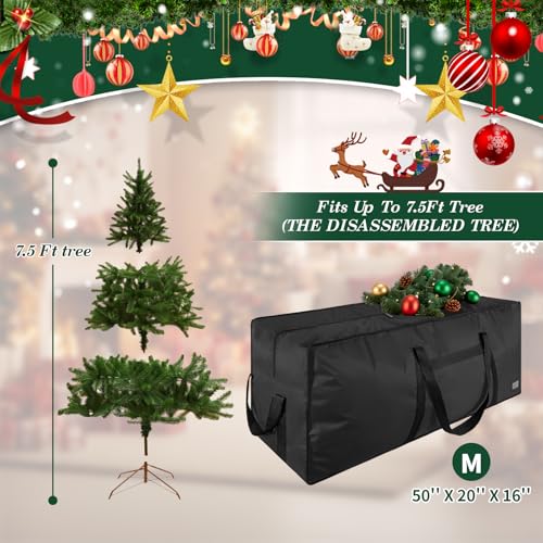 Image of 7.5 ft Christmas Tree Storage Bag, Heavy Duty Christmas Tree Bag with Reinforced Handles and Dual Zippers Wide Opening, Large Capacity fits for Artificial Christmas Tree (Black, 7.5 ft)