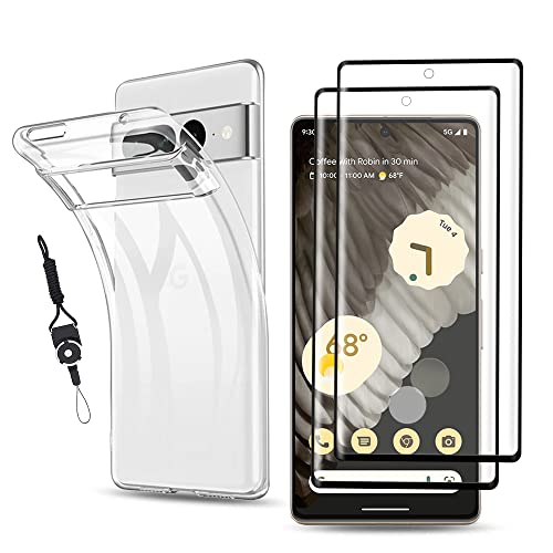Google Pixel 7 Pro 用の ガラスフィルム + Pixel 7 Pro 用の ケース クリア Pixel 7 Pro 用のフィルム 強化ガラス 保護フィルム 硬度9H 強化ガラス +カバー 透明 耐衝撃 薄型 軽量 擦り傷防止 スマホケース TPU素材を使用した耐水 防指紋 Google Pixel 7 Pro