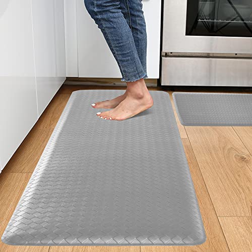 KOKHUB Kitchen Mat and Kitchen Rugs 2 PCS, Cushioned 1/2 Inch Thick Anti Fatigue Waterproof Mat, Comfort Standing Desk Mat, Kitchen Floor Mat with Non-Skid & Washable for Home, Office, Sink - Grey KOKHUB Kitchen Mat and Kitchen Rugs 2 PCS, Cushioned 1/2 Inch Thick Anti Fatigue Waterproof Mat, Comfort Standing Desk Mat, Kitchen Floor Mat with Non-Skid & Washable for Home, Office, Sink - Grey