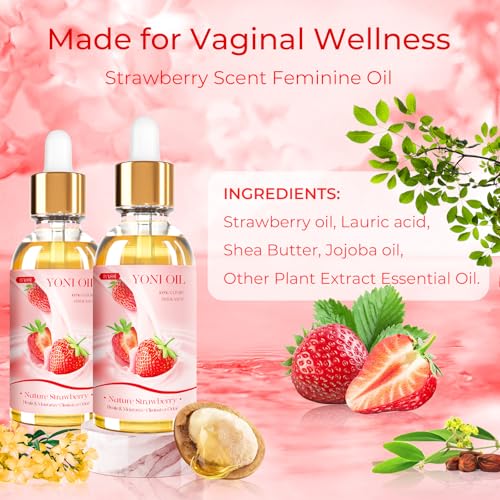 Image of 3 Packs Yoni Oil for Women - Feminine Care Oil - All Natural Vaginal Essential Oils, Reduces Odor, Restores pH Balance and Wetness, 1 fl oz /pc Strawberry Pineapple Peach Scent