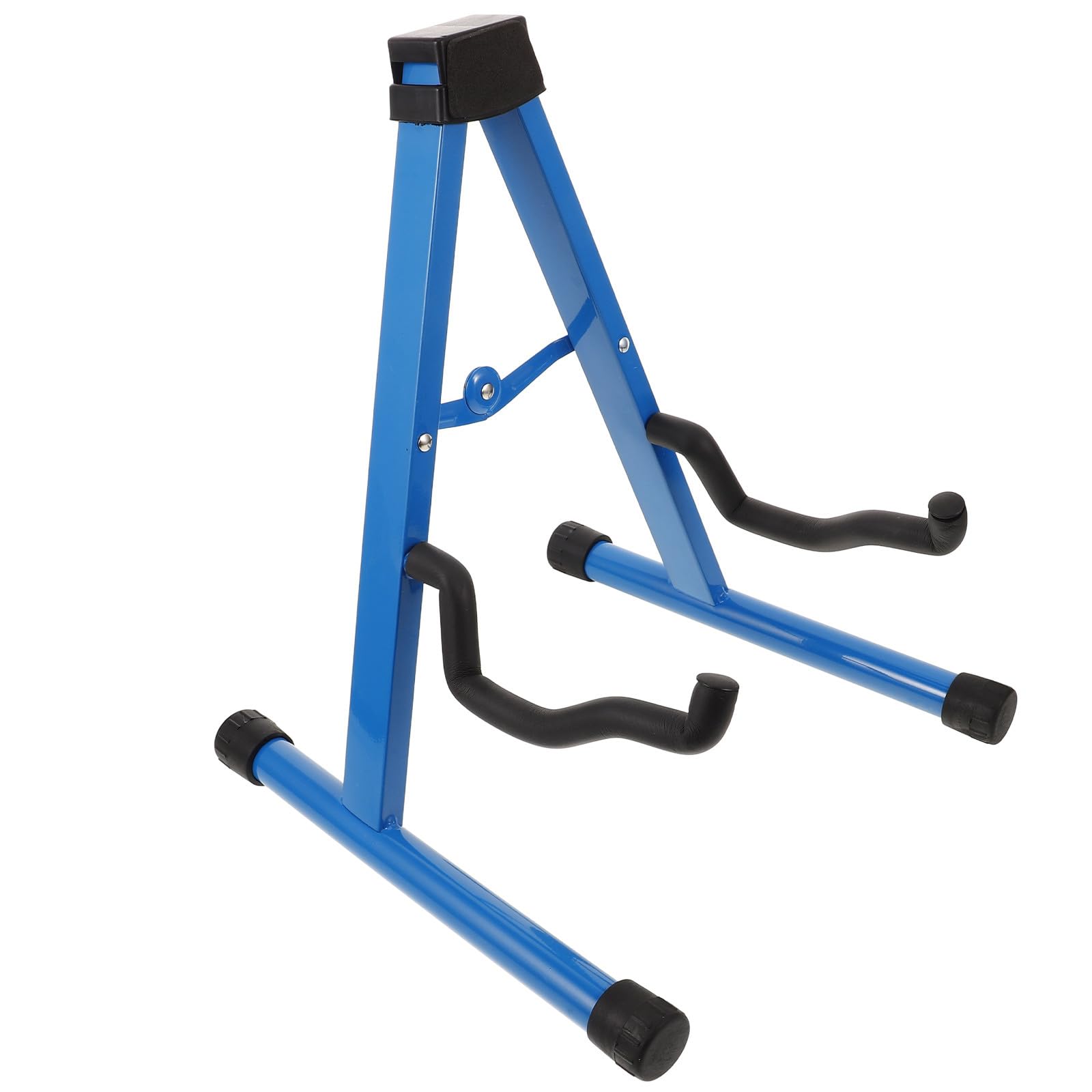 PRETYZOOM Supporto per Chitarra Singolo Pieghevole in Ferro Blu Resistente alla Deformazione Base in Gomma per Musicisti e Chitarre Acustiche e Bassi
