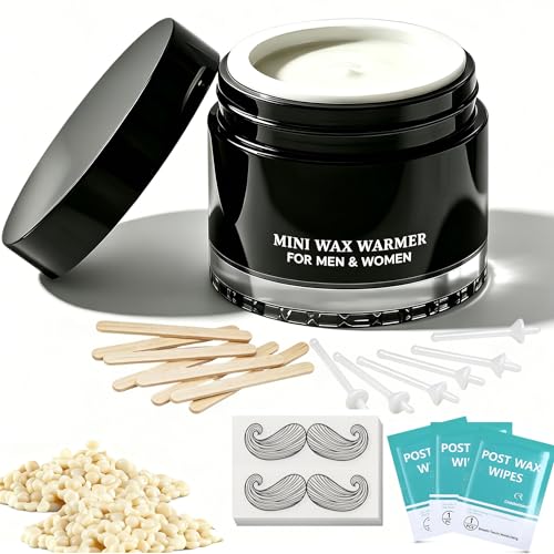 Image of Nose Wax Kit, 120g Nose Hair Wax Kit for Men & Women, Painless Nose Hair Removal with USB Fast Heat, Smart Constant Temp, 40 Applicators, Wooden Sticks, After-Wax Wipes and Moustache Guards 20-25 Uses
