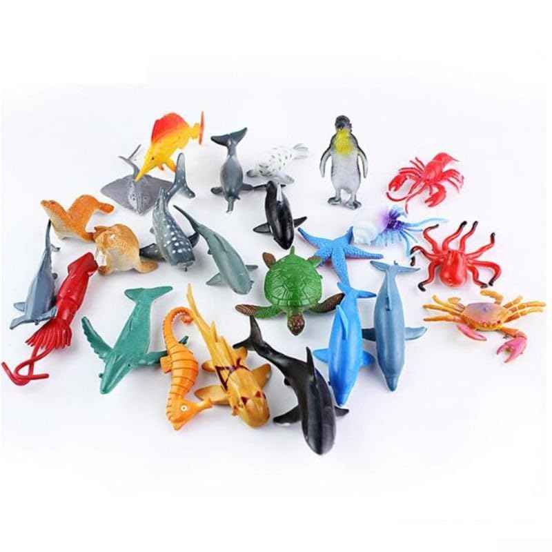 24Pcs Sea Animal Figures Plastic Creatures Model Set 24Pcs Sea