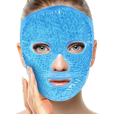 candyfouse Ice Pack Cold Face, Eye Masks Reduce Face Puff, Dark Circles, Reusable Cold Hot Gel Face Eye Mask, Suitable for Women Facial SPA, Ice Face Mask for Sleeping, Headaches (Blue Updated) Cover