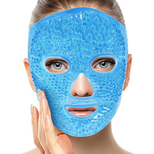 Cold Face Eye Masks Ice Pack Reduce Face Puff, Dark Circles, Reusable Cold Hot Gel Face Eye Mask, Plush Fabric Comfortable and Soft, Suitable for Women Facial SPA, Ice Face Mask for Stress Relief, Beauty Care (Blue)