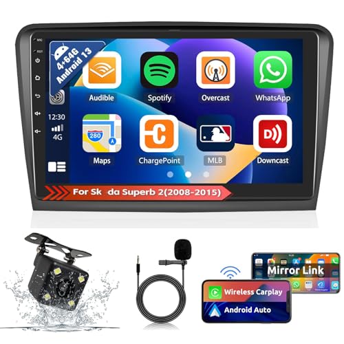Carplay inalámbrico para Skoda Superb 2: radio de pantalla 10.1" con Android 13 y GPS