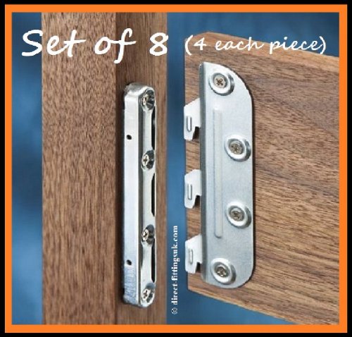 Set of 8 Bed Fittings Hook/Bracket Sets KD connectors (2 Parts = 1 Corner x 4) Heavy Duty.