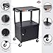 Luxor Multipurpose Adjustable Height Steel A/V Utility Cart with Cabinet - Black