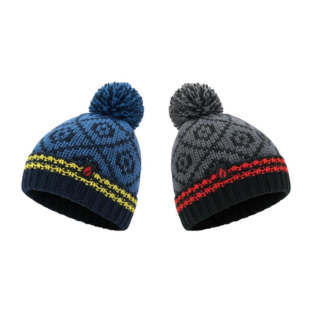 A2z 4 Kids Boys 2 Pack Hat Pack Of 2 Striped Nordic Bobble Knitted Pom Pom Beanie Stylist Durable Stretch Soft Feel Winter Warm Cosy Caps Comfortable For Daily Wear Winter Outdoor Hats