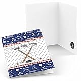 Big Dot of Happiness Shoots and Scores - Hockey - Baby Shower or Birthday Party Thank You Cards (8...