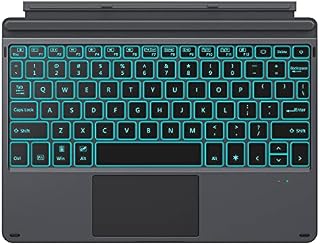 MoKo Type Cover Fit Microsoft Surface Go 3 (2021)/ Surface Go 2 2020 / Surface Go 2018, Slim Wireless Bluetooth Keyboard with Trackpad, 7-Color LED Backlit, Built-in Rechargeable Battery - Black