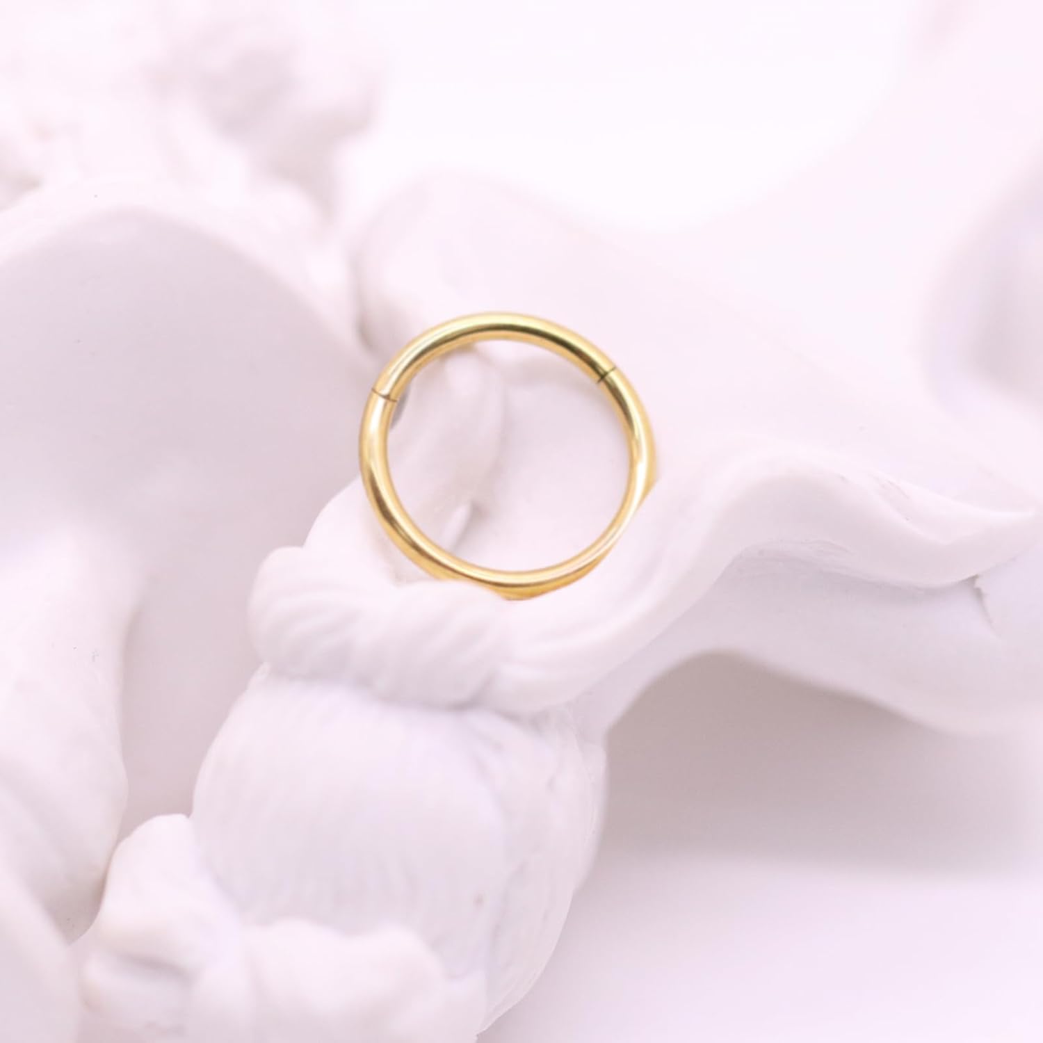 14K Gold Filled Septum Rings Hoop 16G 8mm/10mm Nose Hoop, Cartilage Clicker Hoop Earrings for Rook,Daith, Tragus for Women Men - Image 3
