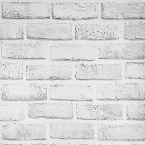 White Gray Peel and Stick Wallpaper Brick Contact Paper 118" Ã—17.71" Removable Contact Paper Self Adhesive Vinyl Film Easy to Apply Gray Faux Brick Backsplash Wall Paper Waterproof
