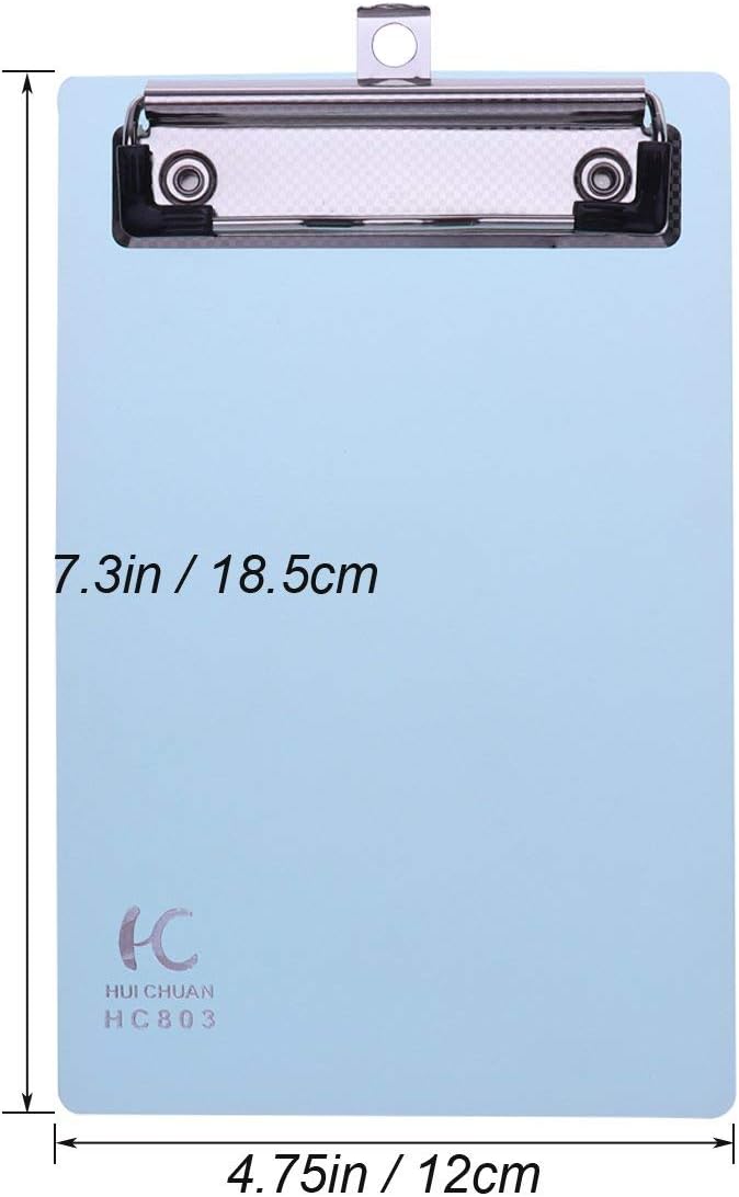 5 Pack A6 Clipboards Mini Colourful Transparent Plastic Clip board