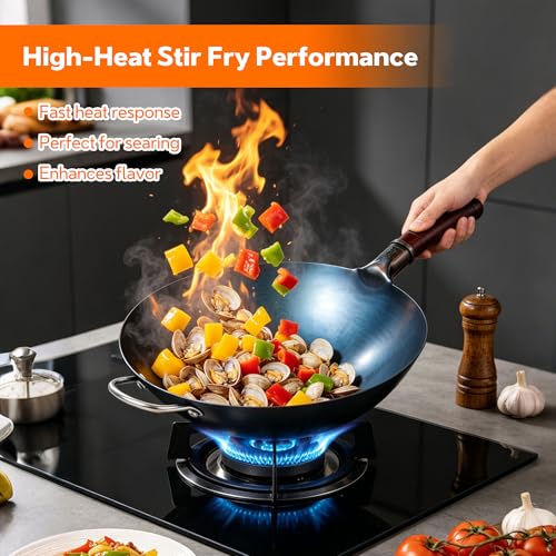 Wok de Acero al Carbono 14 Pulgadas con Tapa miniatura 4