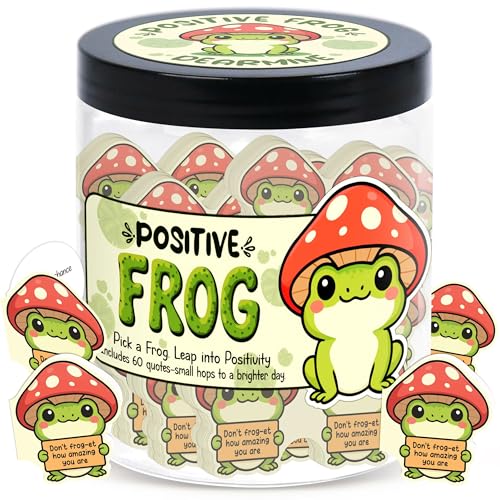 Positive Frog Jar with 60 Affirmation Cards, Emotional Support Gift,