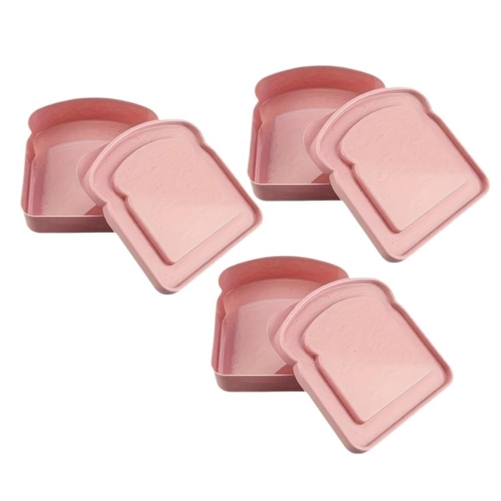 Missffcat 3pcs Portable Silicone Lunch Box – Reusable Sandwich Container with Lid for Office & Picnic(Pink 3pcs)