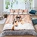 Bettwäsche 135x200 Laufendes Hundetier, Winter Weich Kuschelige Mikrofaser Bettwäsche-Sets, 1 x Bettbezug mit 2 x Kissenbezug 80x80 cm mit Reißveschluss