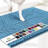 Muddy Mat® Original Dog Door Mat for Muddy Paws, Super Absorbent Microfiber, Non-Slip Washable Pet Rug, Quick Dry Chenille Entryway Carpet, Machine Washable Indoor Outdoor mat, Sky Blue 19'x30'