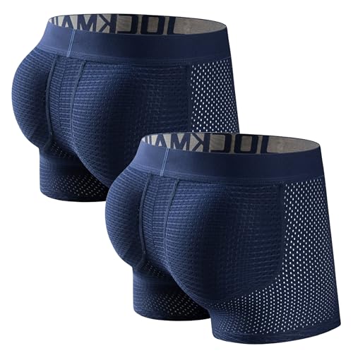 JOCKMAIL Men's Boxer Briefs Men Butt Padded Underwear Mesh Shapewear Boxer Briefs with Butt Enhancing Pads