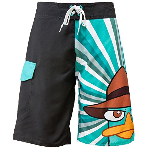 Phineas and Ferb - Mens Agent P Burst Board Shorts 30 Black