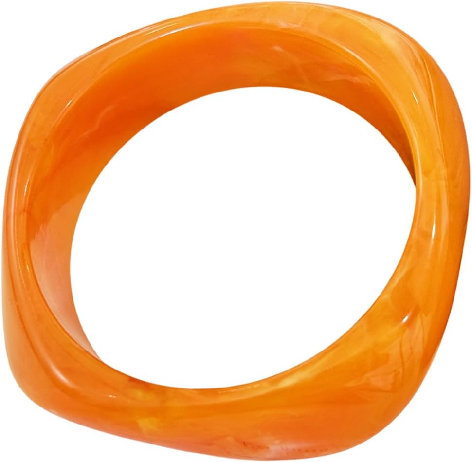 Colorful Square Acrylic Resin Bangle Bracelet Wide Punk Geometric Irregular Wristbands Women Acetate Jewelry