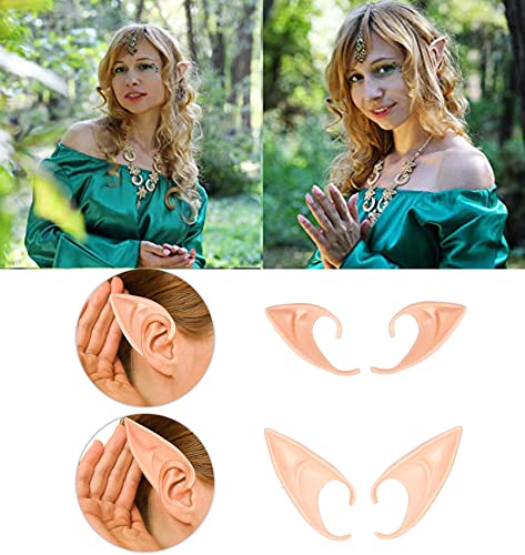 Funsveta Rhinestone Circlet Crown Headpiece With Elf Ears Dress Up Halloween Cosplay Accessories (Gold And Red) #TOP2