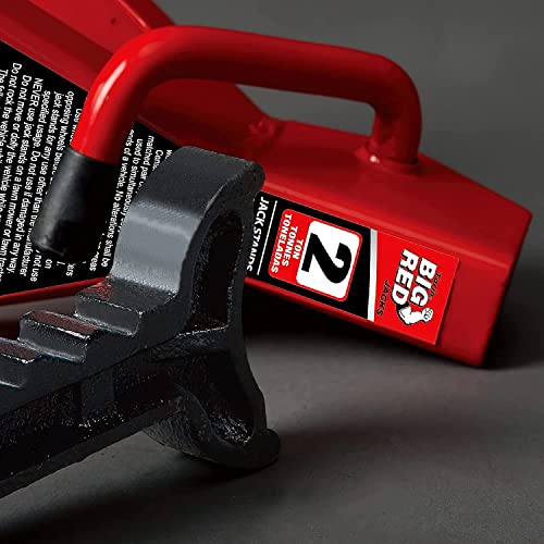 Image of Big RED AT42002R Torin Steel Car Jack Stands: 2 Ton (4,000 lb) Capacity, Red, 1 Pair