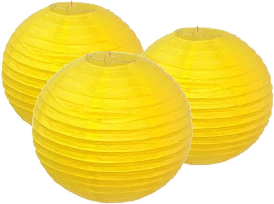 Pack of 3 Paper Lantern Lampshade Party Birthday Baby Shower Wedding Celebration Decoration 4"(10cm) -16"(40cm) (Yellow, 4" (10cm))