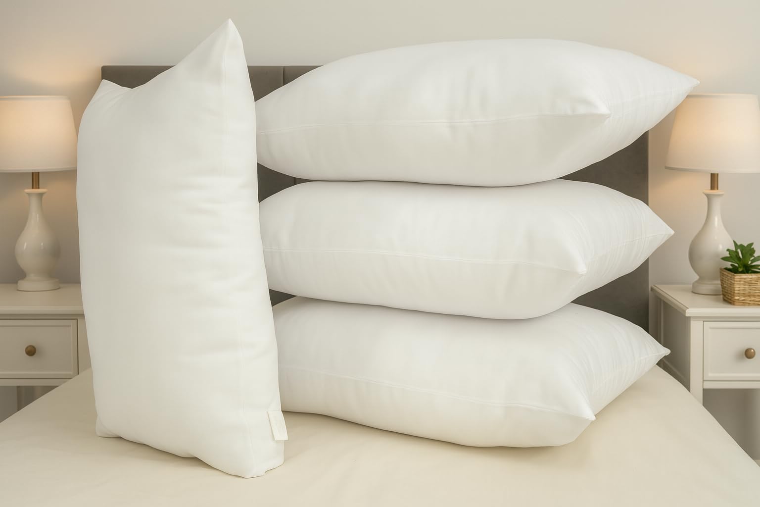 Premium Pillows 4 Pack Hotel Quality Medium Firm-Side Sleeper Bounce Back Bed Pillows-Soft Medium Support pillows