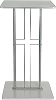 Vista 2 de FixtureDisplays® Atril, púlpito, podio para piso, diseño de cruz, acero y MDF - plata 119759