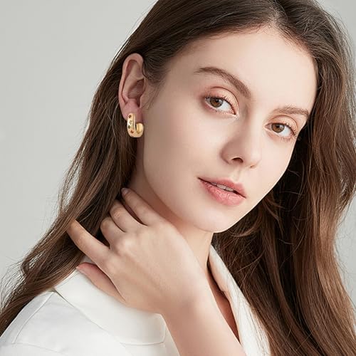 Chunky Gold Cubic Zirconia Hoop Earrings for Women Trendy,Colorful Gold CZ Statement Earrings,Crystal Geomertic Earrings Jewelry Party4