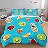 Duvet Cover Set, Blue Pineapple Orange Strawberry Bedding Set for Kids and Adults Bedroom Decor, Watermelon Farm Fruits Quilt Cover Set King Size Comforter Cover with Pillow Shams 51bAkXRBv3L. SS100