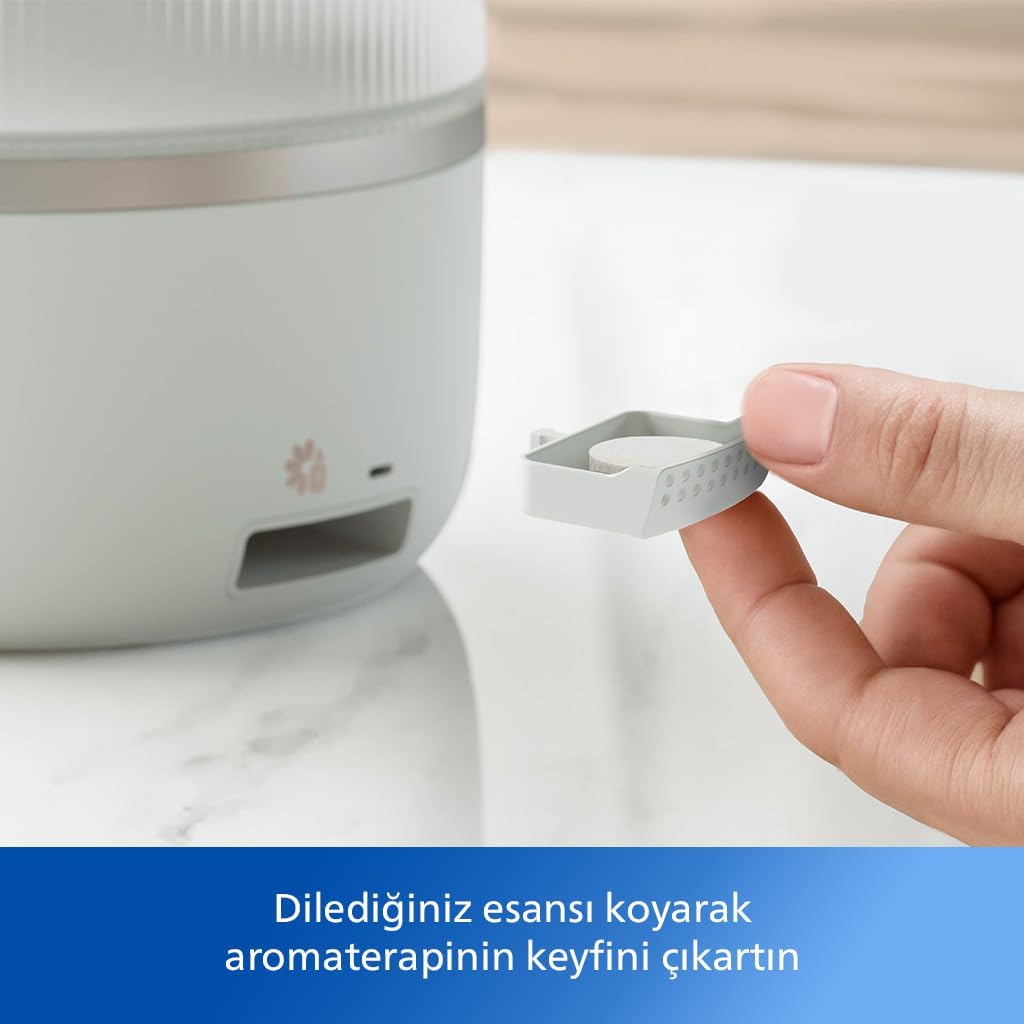 Philips 1000 Serisi Hava Nemlendirici – Kuru Hava Belirtilerini Giderir, 41 m2’ye Kadar Odalar İçin Etkili, 32 Saat Çalışma Süresi, Aromaterapi Özelliği, SkyMist, Beyaz (HU1510/04)