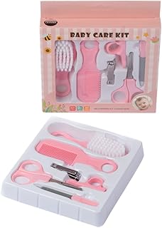 Kit de Higiene 6 Peças Baby Pente Escova de Cabelo Cortador de Unha e Lixa Cuidados Essenciais para Bebê (Rosa)