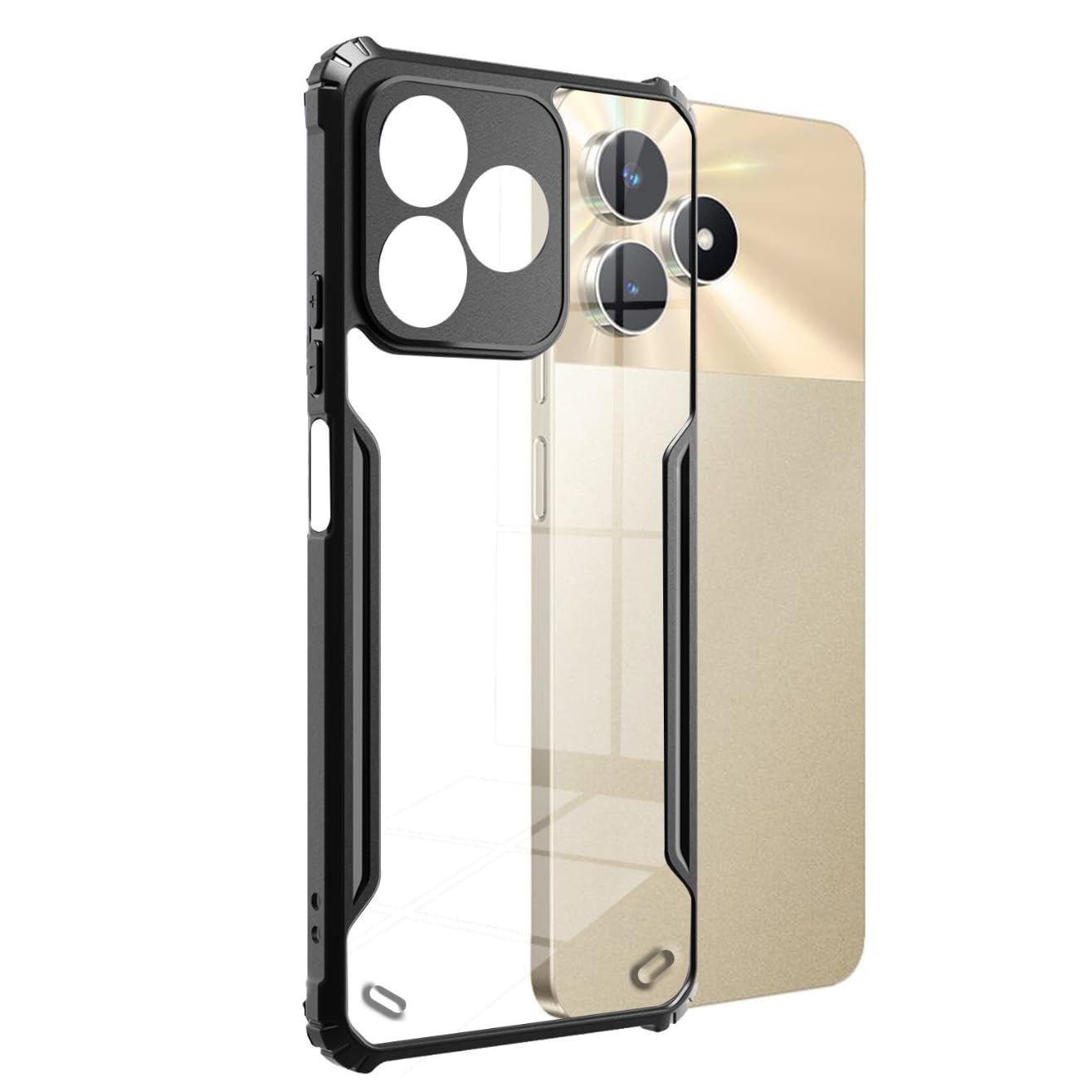 Muzz Honor 200 Lite Case Cover Clear Hard PC Back Cover Case, Shockproof TPU Border, 360° Impact Resistant, Camera Lens Protection, Transparent (Honor 200 Lite 5G (6.7