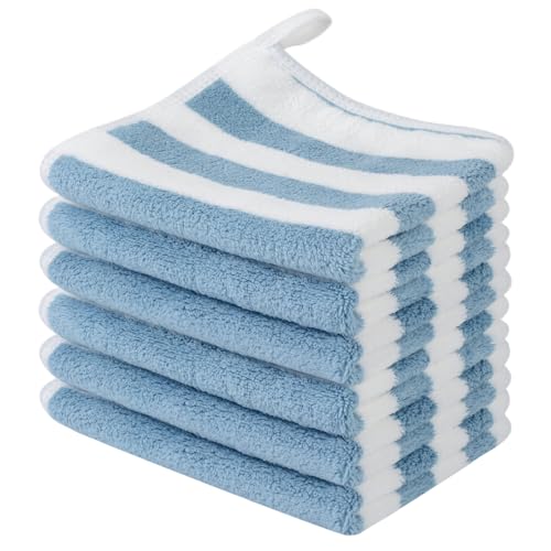SINLAND 6 Stück Mikrofaser Gesichtstücher Waschbar Abschminktücher schnell trocknend Waschlappen saugfähig Gesichtsreinigungstücher weiches Make up Entferner Tücher, 30,5 x 30,5 cm