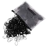 Hanyousheng Pack of 1000 Mini Rubber Bands,Mini Elastic Hair Bands,Soft Elastic Bands,Braiding Rubber Bands for Kids Hair,for Children Hair,Small Dreadlocks,Wedding Hairstyle and More (Black)